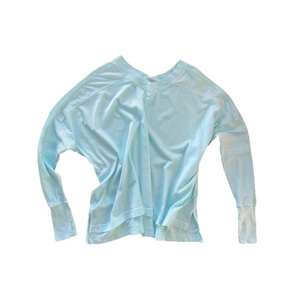 Free People Movement All Star Layer Oversized Long Sleeve Tee Poolside Blue Sz S - Picture 7 of 13